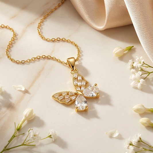 Aurelia Crystal Butterfly Necklace
